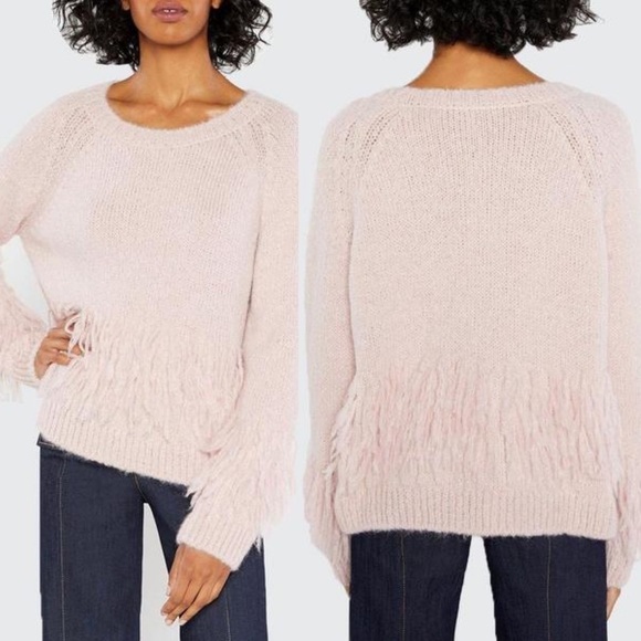 Cinq a Sept Izabella Alpaca Wool Fringe Sweater S - Picture 4 of 7